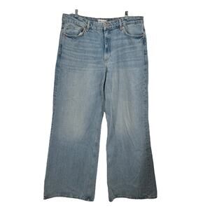 Zara Ultra Wide Leg Jeans 100% Cotton SZ 14 High Rise Women’s Blue Casual Y2K